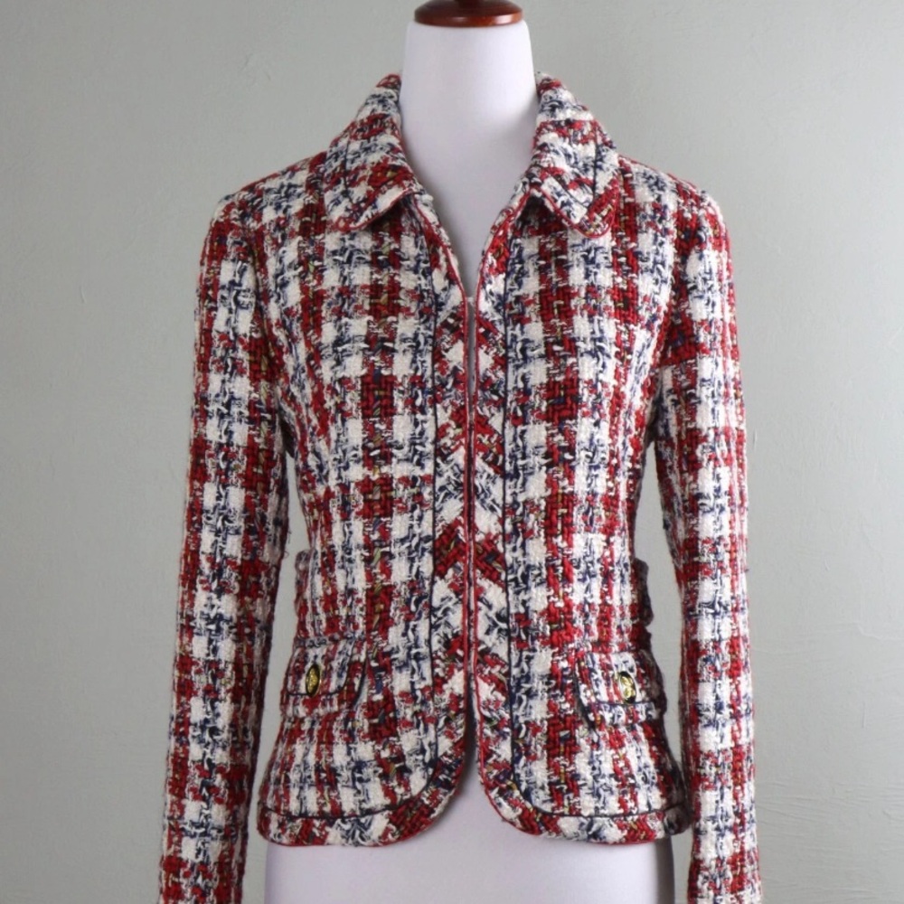 J. Crew Collared Lady Jacket in Cerise Natural Navy
Painterly Tweed 16